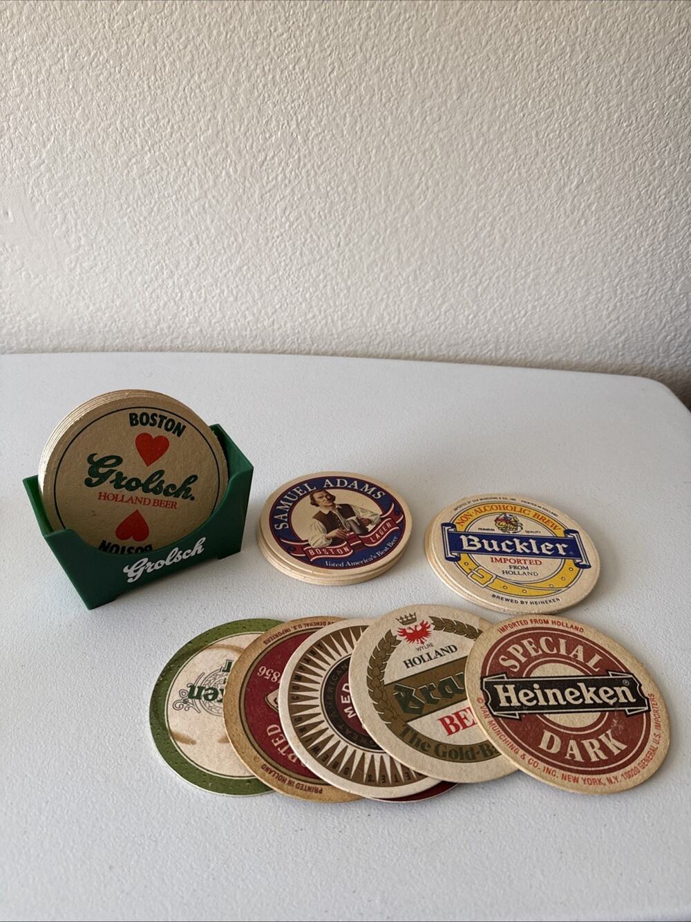 Vintage Beer Coasters And Holder Grolsch Bubbler Holland & More